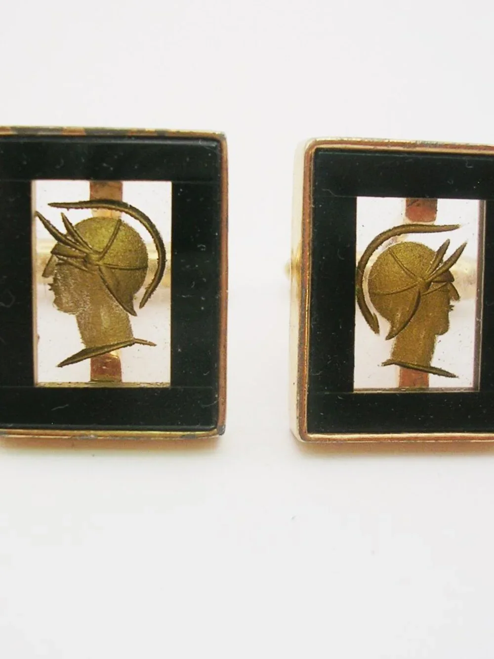 Vintage Swank Cuff Links Spartan Warrior Knight Formal Wear Shirt Accessory